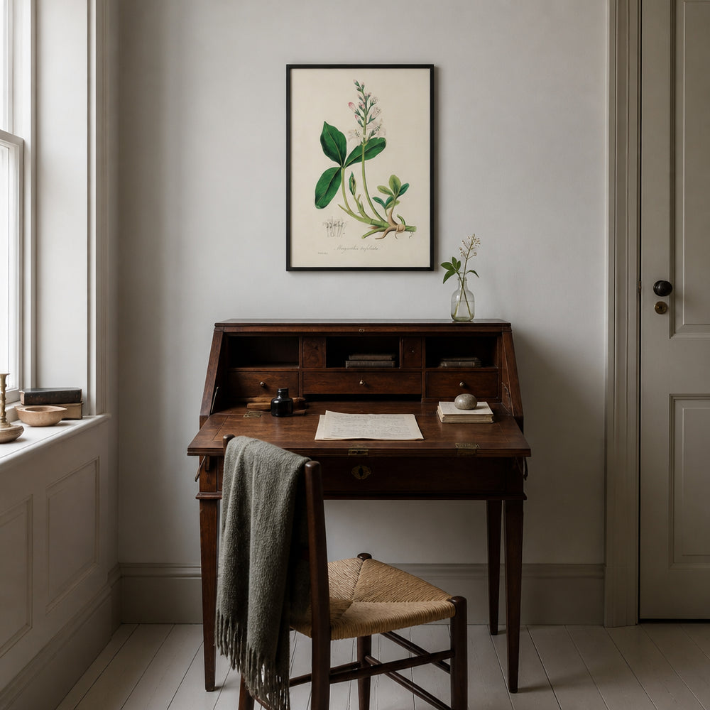 Room mockup featuring Bogbean Illustration by John Stephenson Art Print