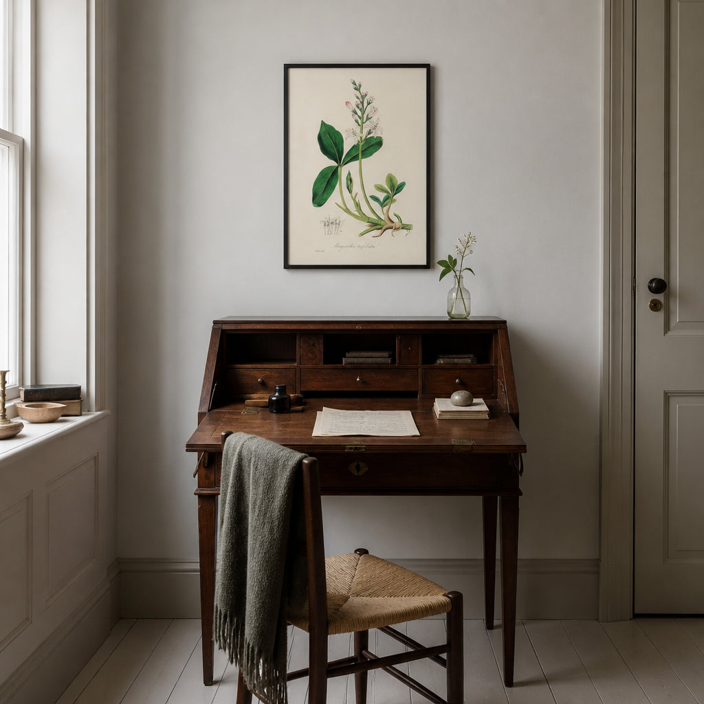 Room mockup featuring Bogbean Illustration by John Stephenson Art Print