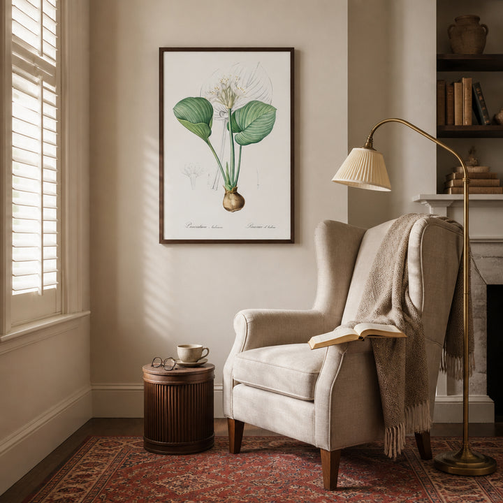 Room mockup featuring Cardwell Lily by Pierre-Joseph Redouté Art Print
