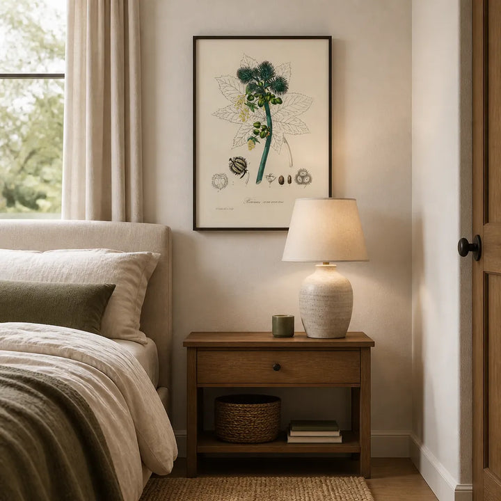 Room mockup featuring Castor Oil Plant Illustration by W. Clark Art Print
