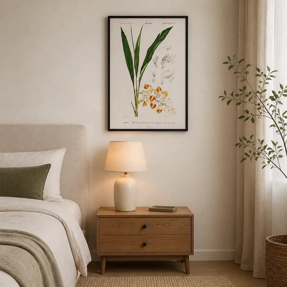 Room mockup featuring Dwarf Cardamom by Charles Dessalines D Orbigny Art Print