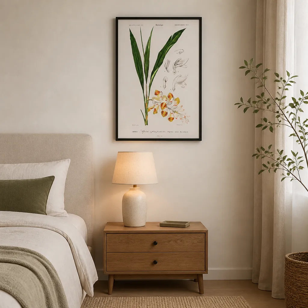 Room mockup featuring Dwarf Cardamom by Charles Dessalines D Orbigny Art Print