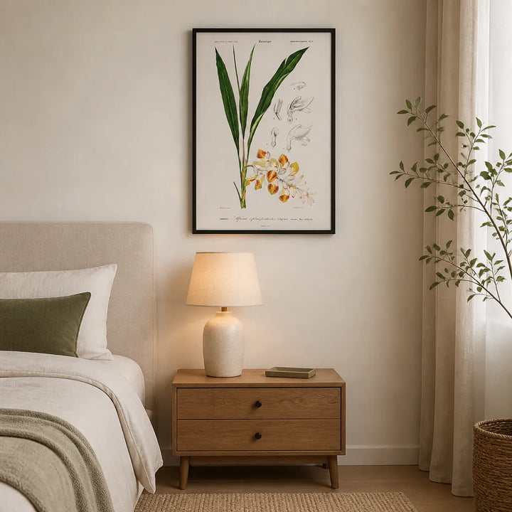 Room mockup featuring Dwarf Cardamom by Charles Dessalines D Orbigny Art Print