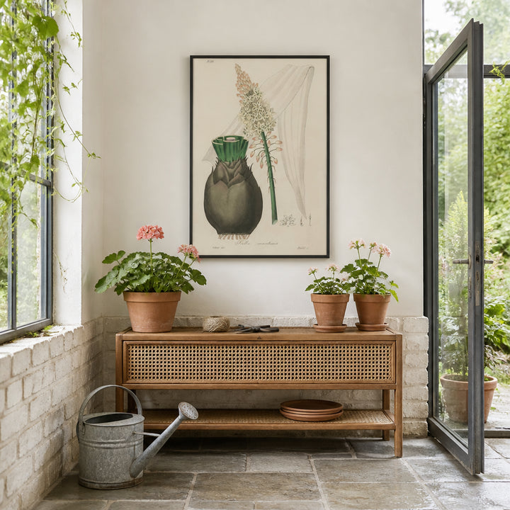 Room mockup featuring Squill Illustration by John Stephenson Art Print