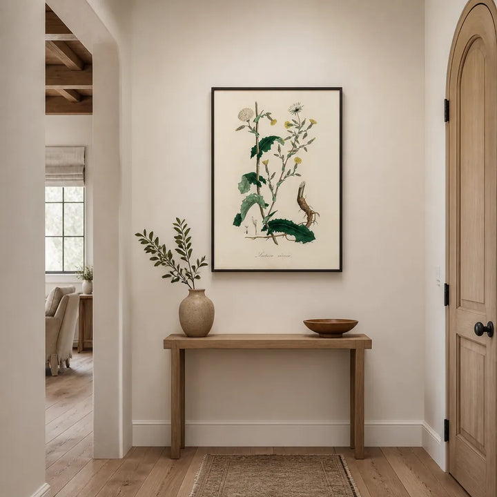 Room mockup featuring Wild Lettuce Illustration Medical Botany Art Print