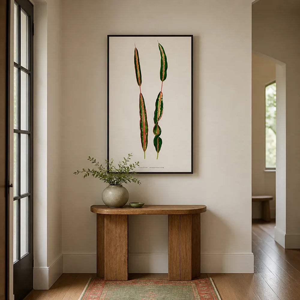 Room mockup featuring Codiaeum Interruptum Leaf Art Print