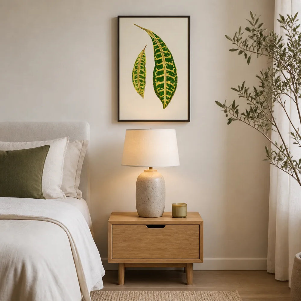 Room mockup featuring Croton Variegata by Francis Lydon Art Print