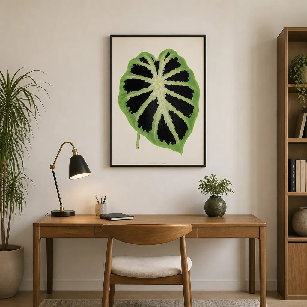 Room mockup featuring Green Alocasia Leaf Art Print