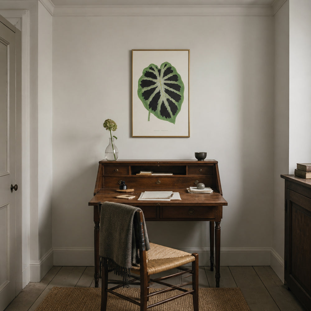 Room mockup featuring Green Alocasia Leaf Art Print