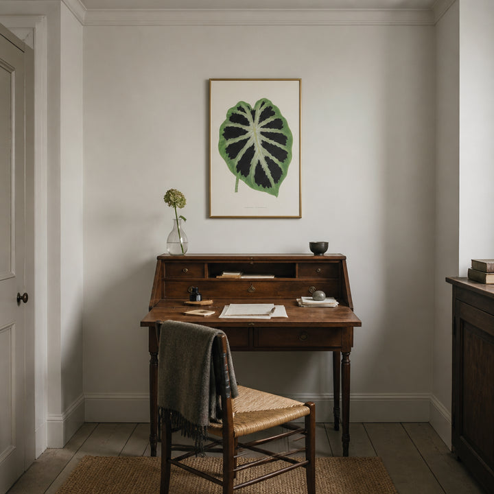 Room mockup featuring Green Alocasia Leaf Art Print