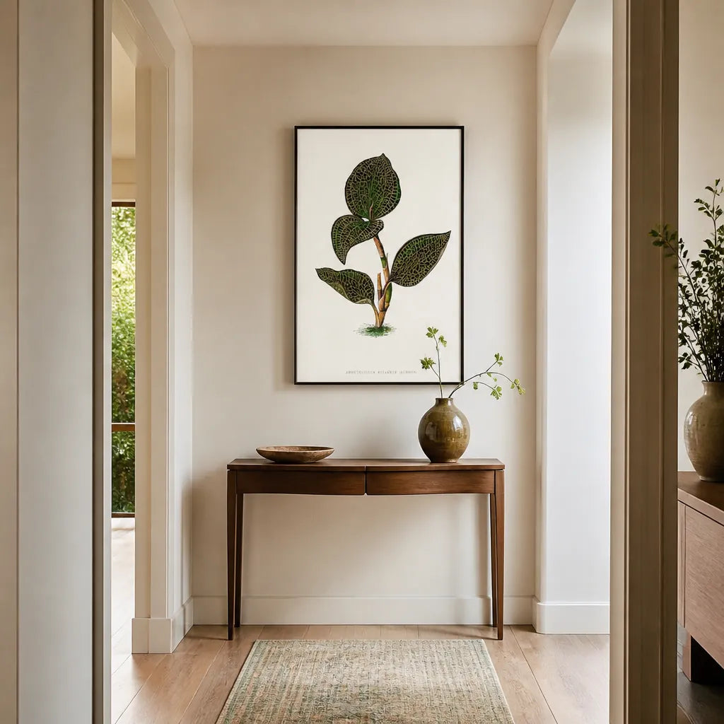 Room mockup featuring Anectochilus Setaceus Leaf Illustration Art Print