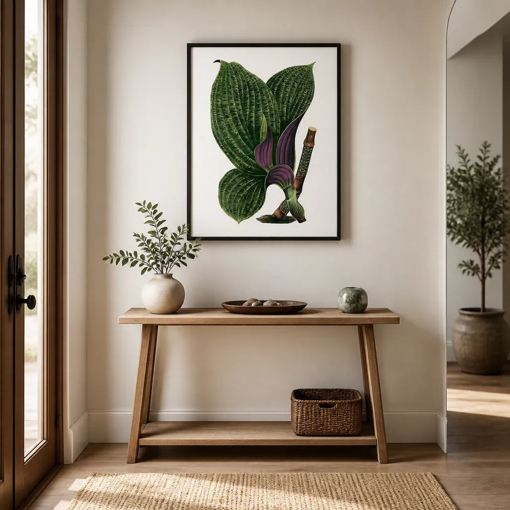 Room mockup featuring Green Dichorisandra Mosaica by Les Plantes Art Print