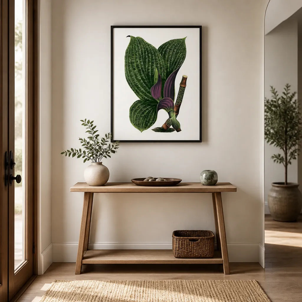 Room mockup featuring Green Dichorisandra Mosaica by Les Plantes Art Print
