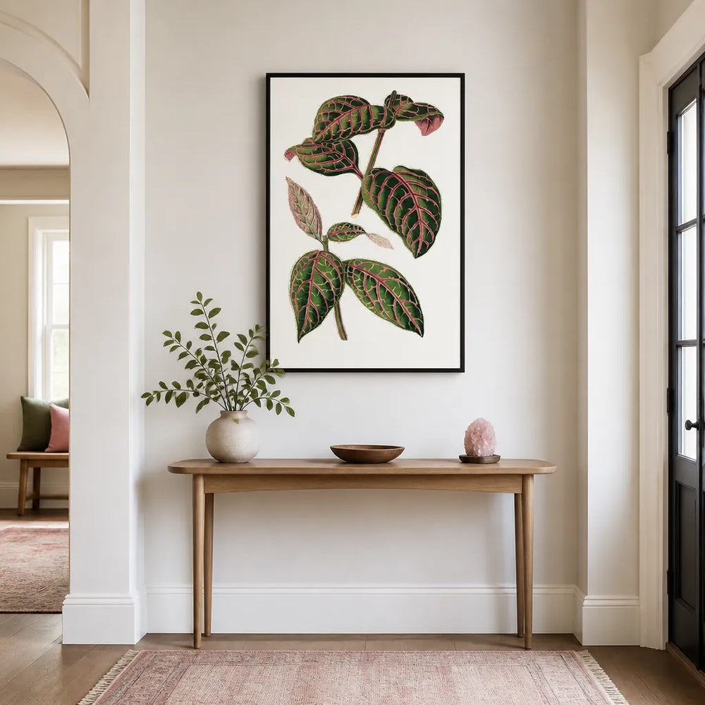 Room mockup featuring Green Eranthemum Leaf Illustration Art Print