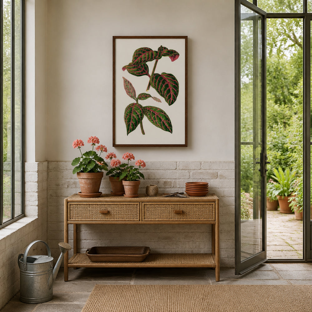 Room mockup featuring Green Eranthemum Leaf Illustration Art Print