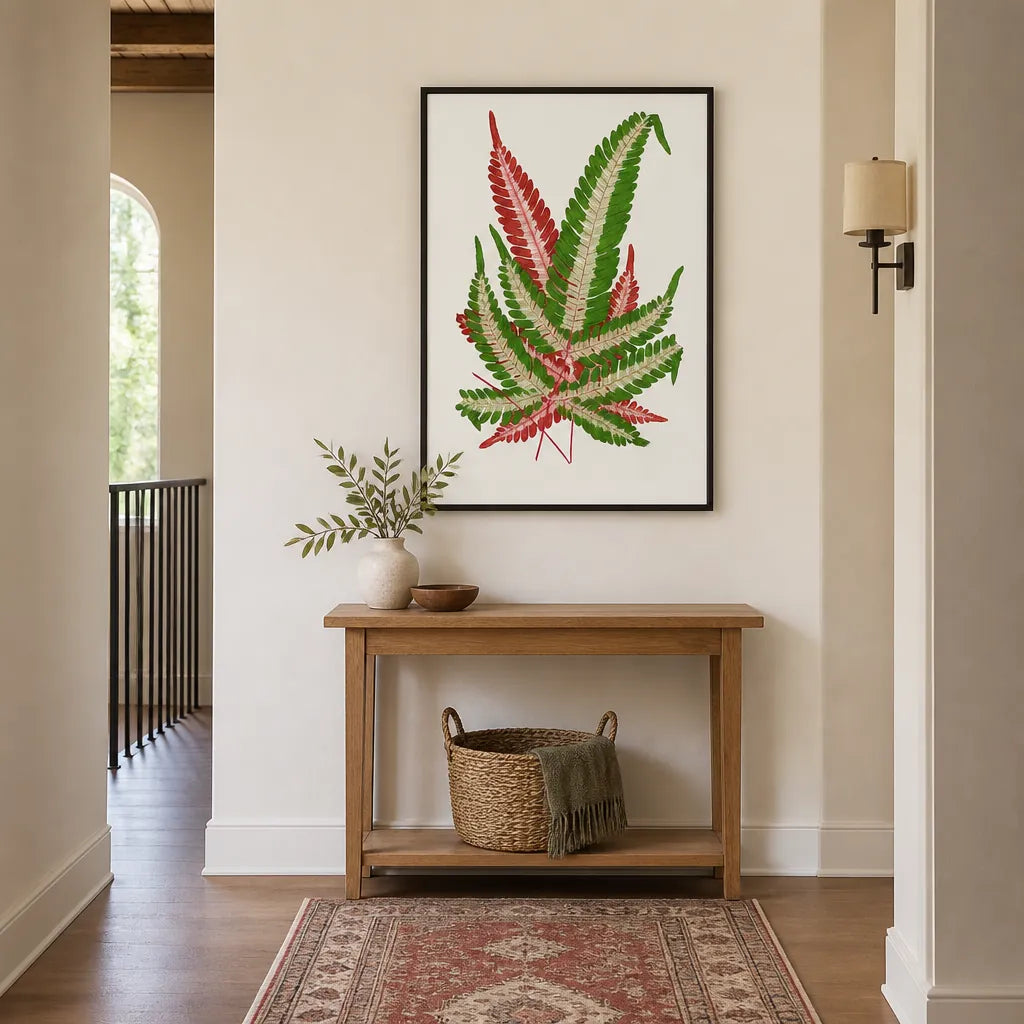 Room mockup featuring Green Fern Leaf Illustration by Alexander Francis Lydon & Benjamin Art Print