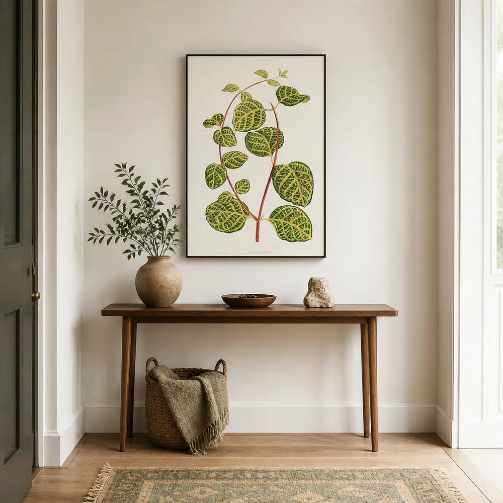Room mockup featuring Green Lonicera Brachypoda Leaf Illustration Art Print