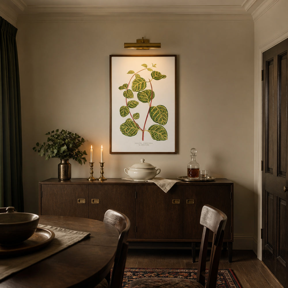 Room mockup featuring Green Lonicera Brachypoda Leaf Illustration Art Print