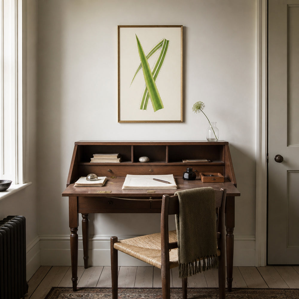 Room mockup featuring Pandanus Javanicus Variegatus Leaf Illustration Art Print
