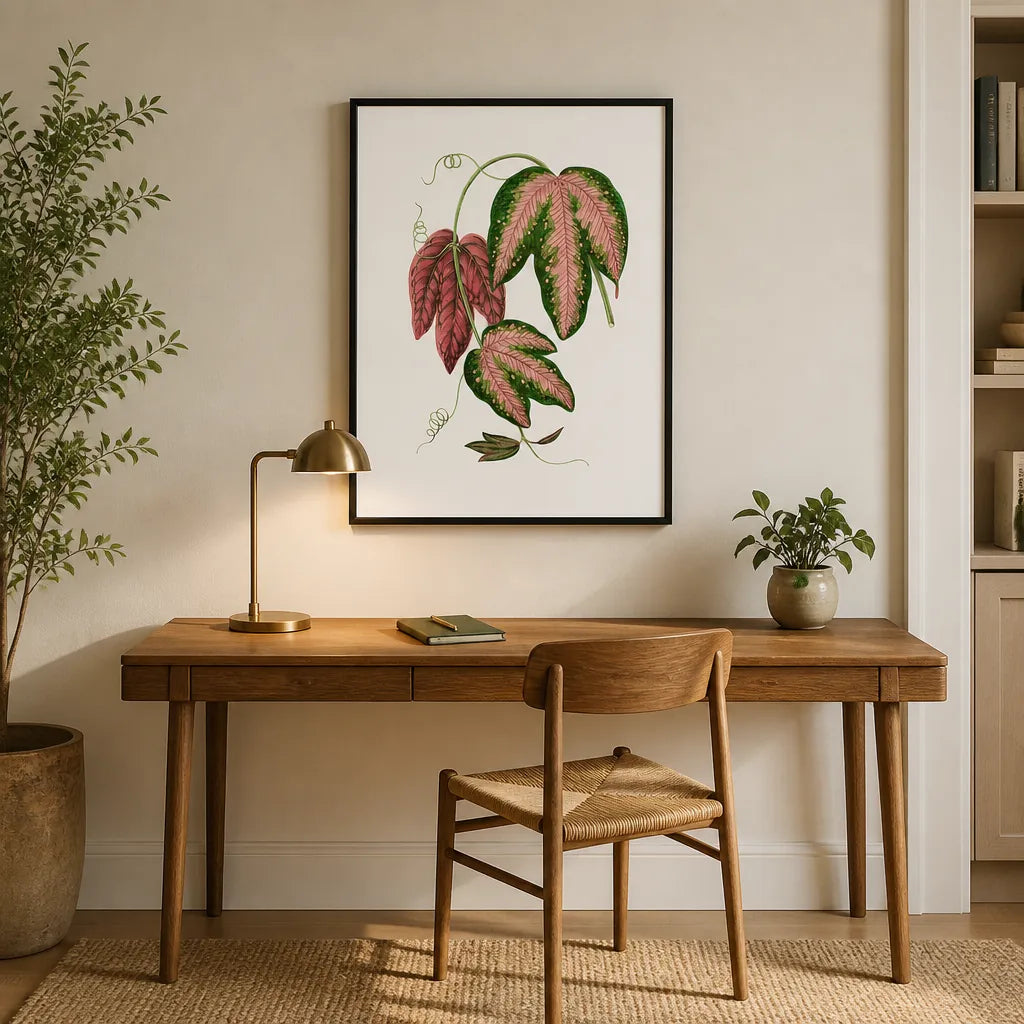Room mockup featuring Passiflora Trifasciata Leaf Illustration Art Print