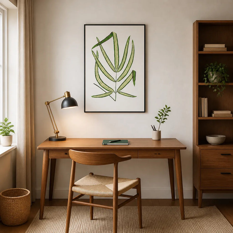 Pteris Cretica Leaf Illustration Art Print in a room setting