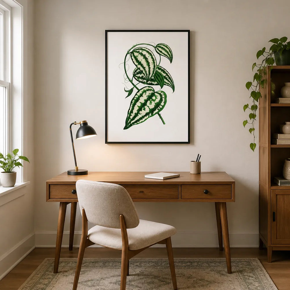 Room mockup featuring Smilax Macrophylla Leaf Illustration Art Print