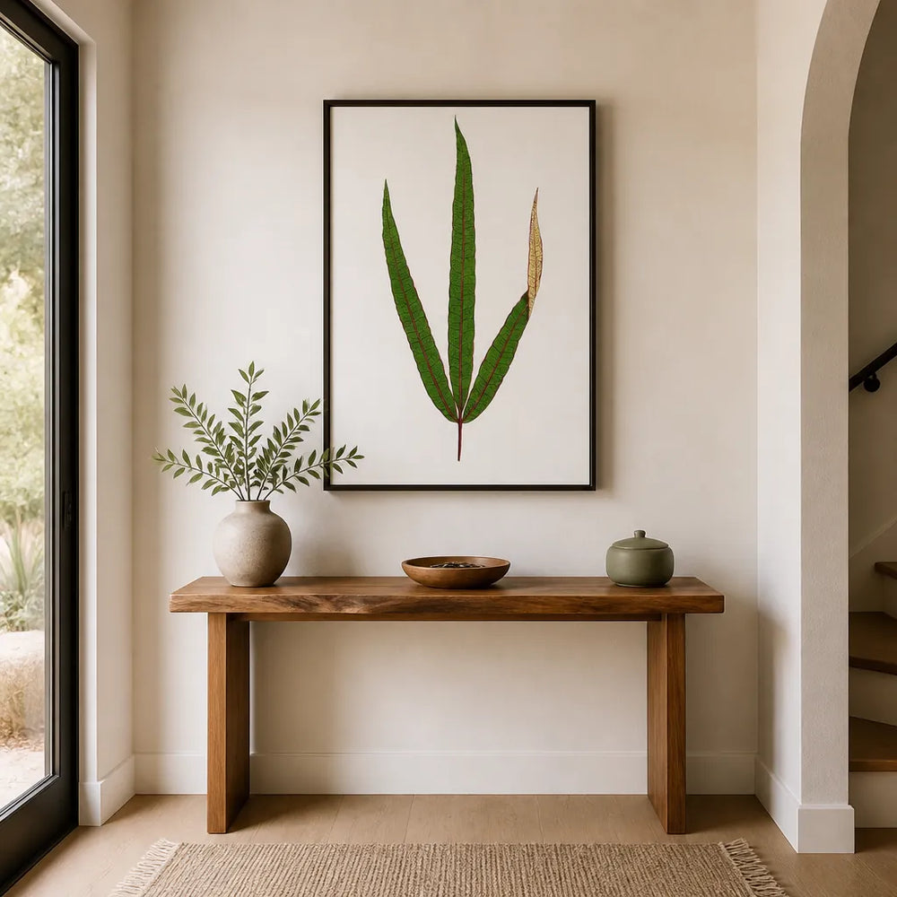 Room mockup featuring Terminalia Elegans Leaf Illustration Art Print