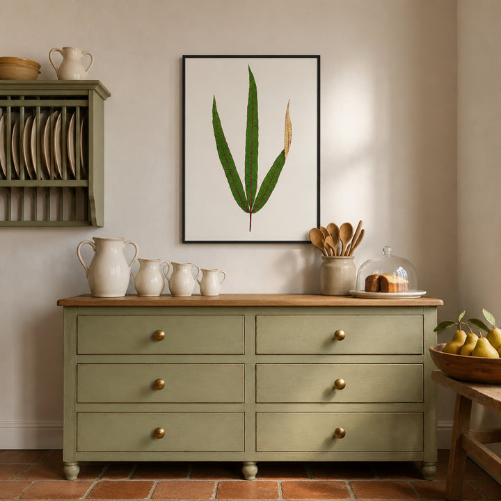 Room mockup featuring Terminalia Elegans Leaf Illustration Art Print