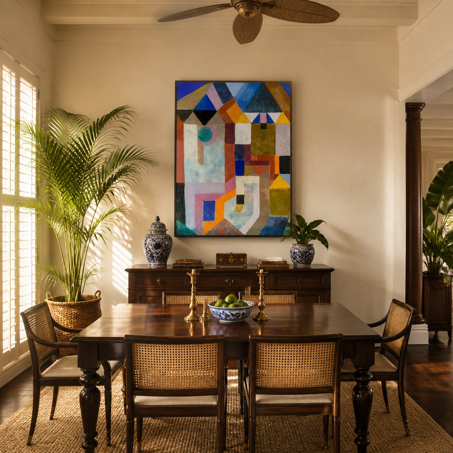 Colorful Architecture by Paul Klee Art Print in a room setting