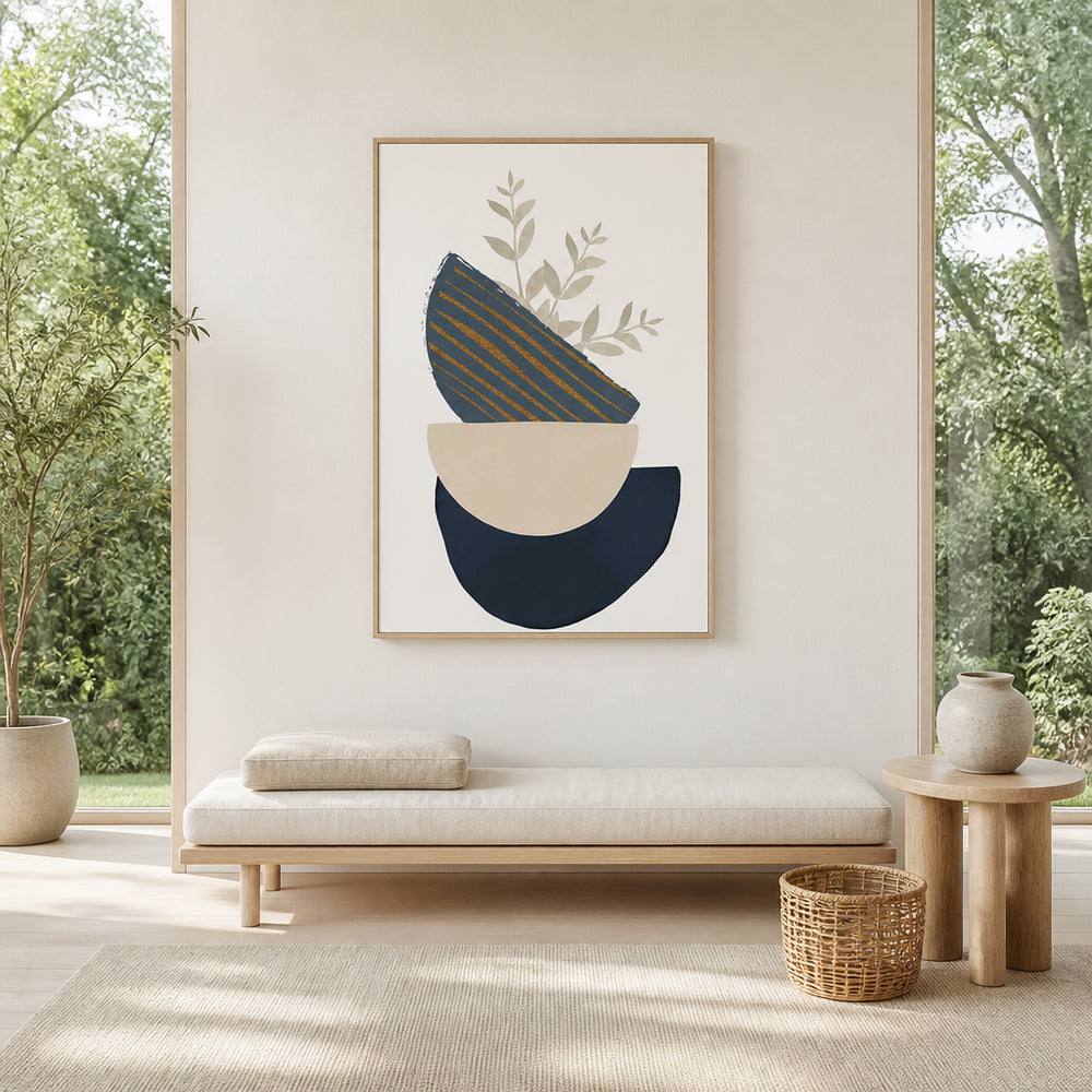 Room mockup featuring Boho Blue Growth Art Print