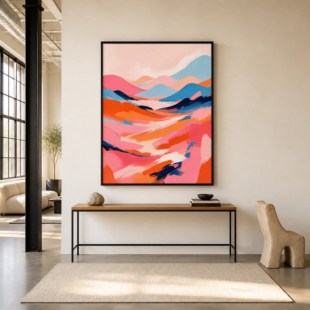 Room mockup featuring Romance Valley Flowing Art Print