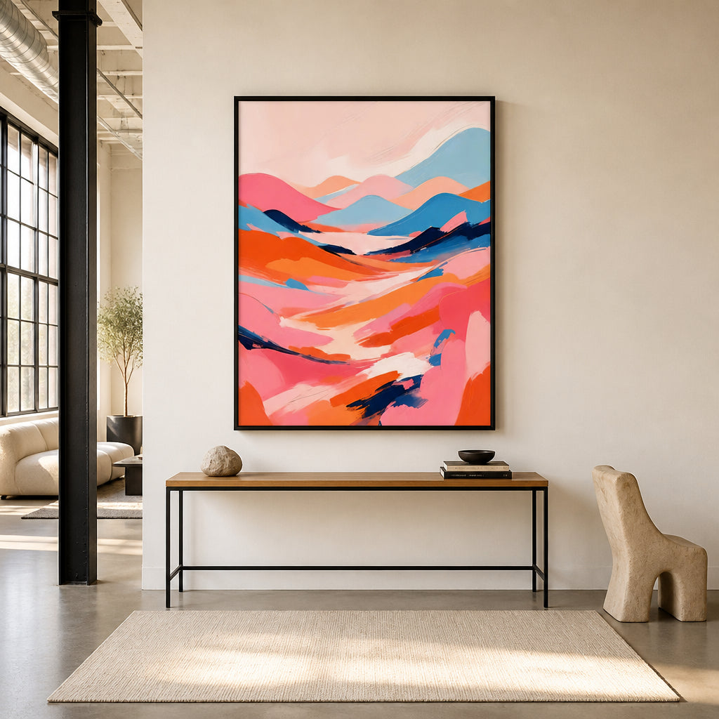 Room mockup featuring Romance Valley Flowing Art Print