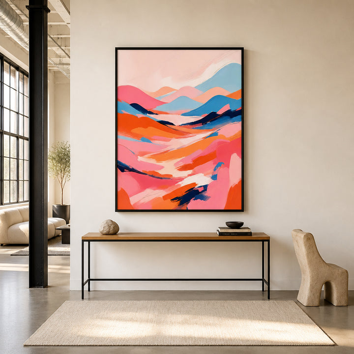 Room mockup featuring Romance Valley Flowing Art Print