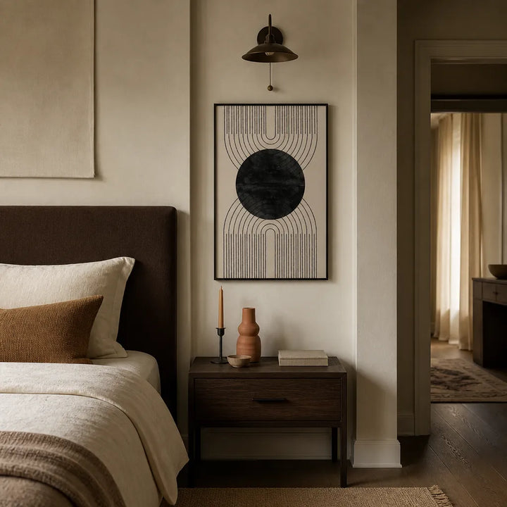 Room mockup featuring Black Circle Arches Art Print
