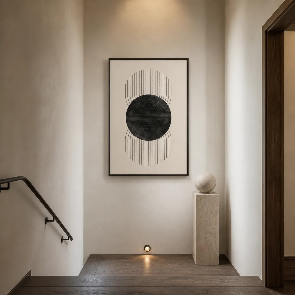 Room mockup featuring Black Sphere Lines Art Print