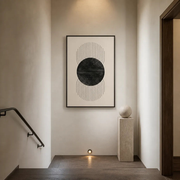 Room mockup featuring Black Sphere Lines Art Print