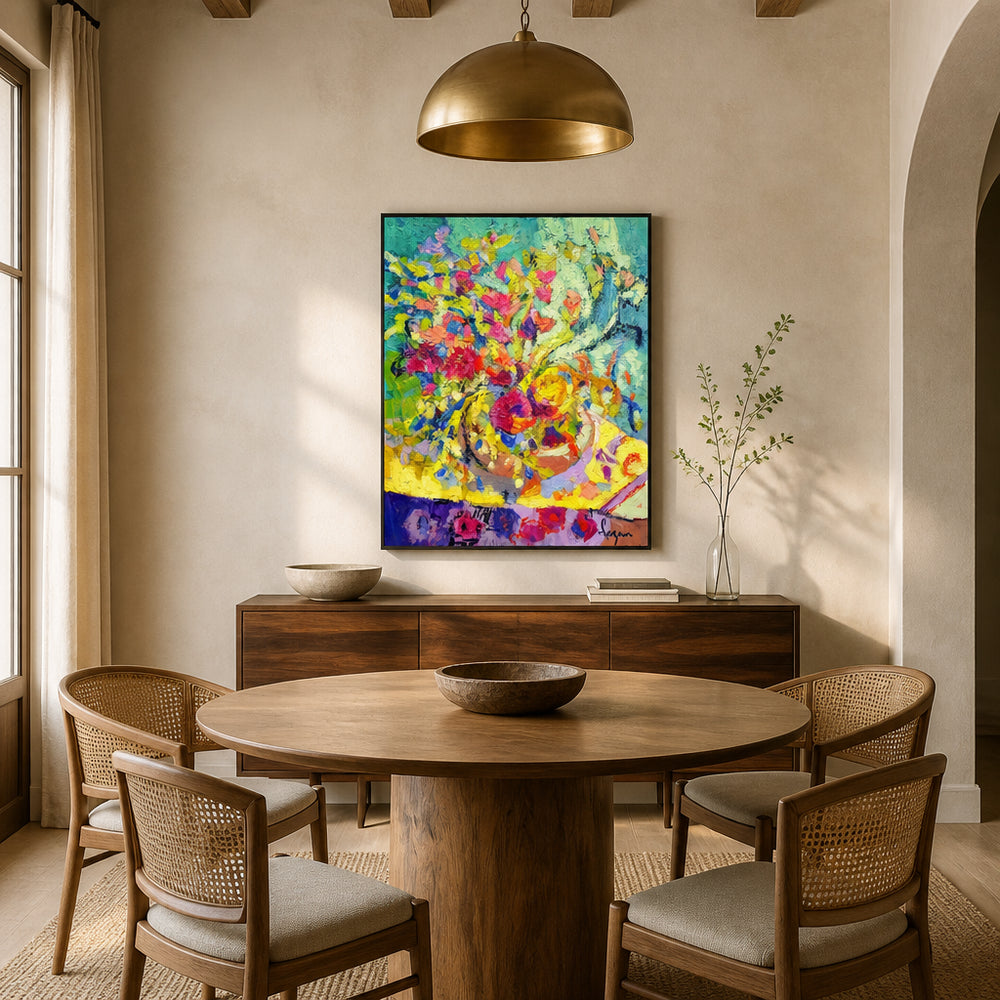 Room mockup featuring Floral Abundance Burst Art Print