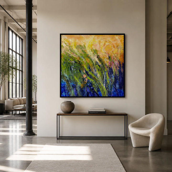 Room mockup featuring Marsh Sunrise Blowing Art Print