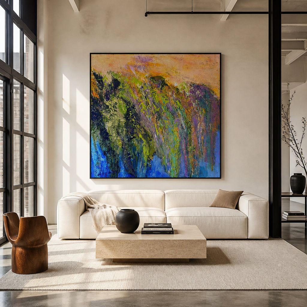 Room mockup featuring Marsh Daybreak Awakening Art Print
