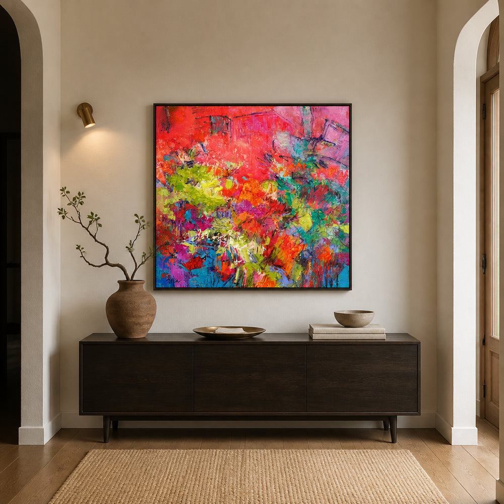 Room mockup featuring Colourful Blossoms Emerging Art Print