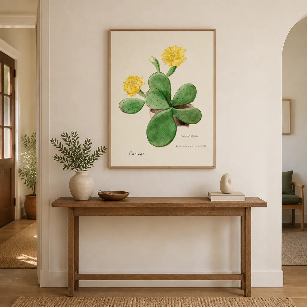 Room mockup featuring Eastern Prickly Pear Cactus Art Print