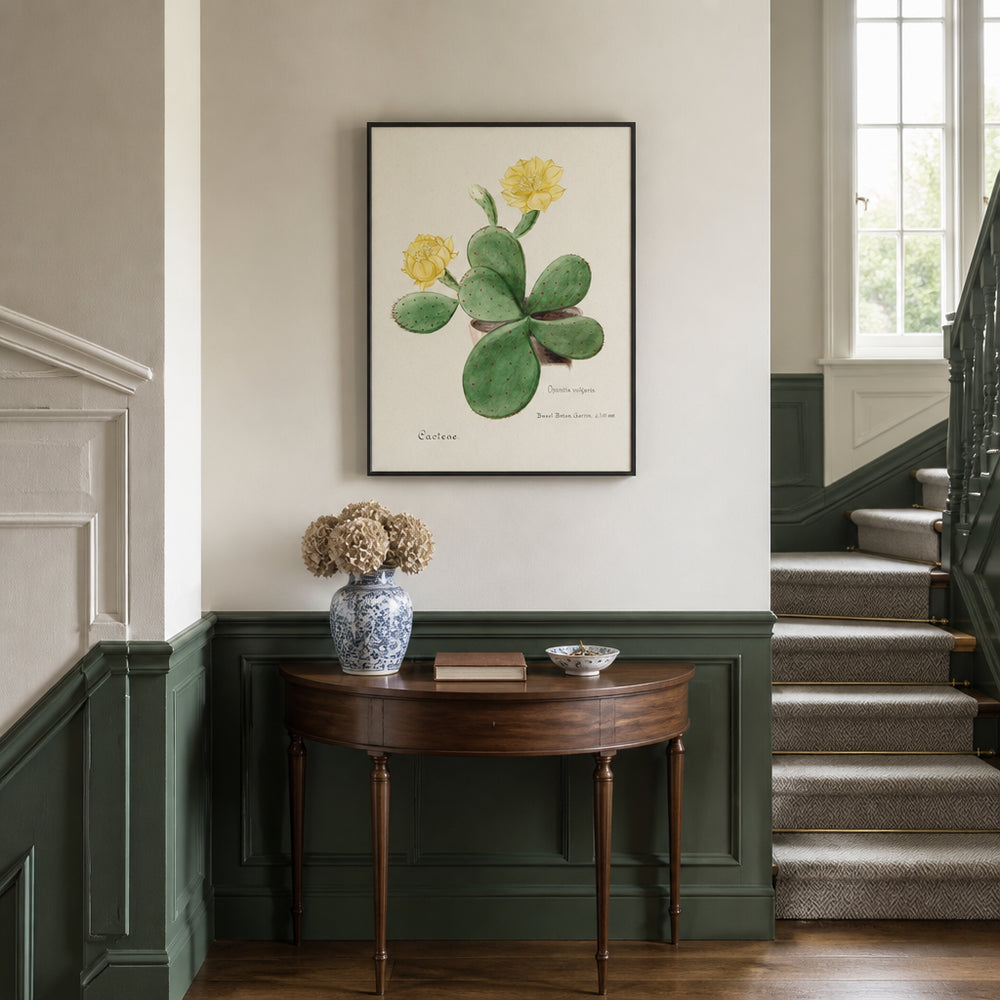 Room mockup featuring Eastern Prickly Pear Cactus Art Print