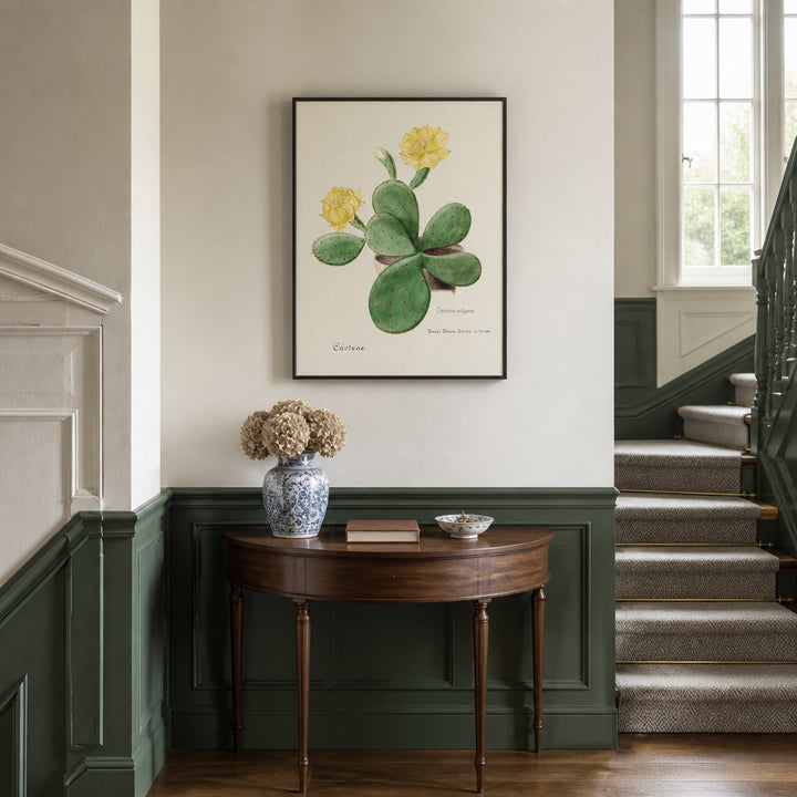 Room mockup featuring Eastern Prickly Pear Cactus Art Print