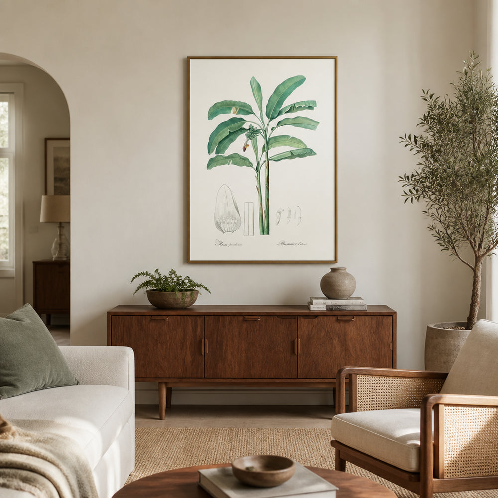 Room mockup featuring Banana Illustration by Pierre Joseph Redouté Art Print