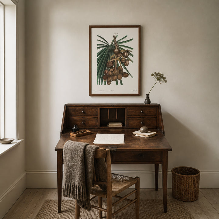 Room mockup featuring Date Palm by Pancrace Bessa Art Print