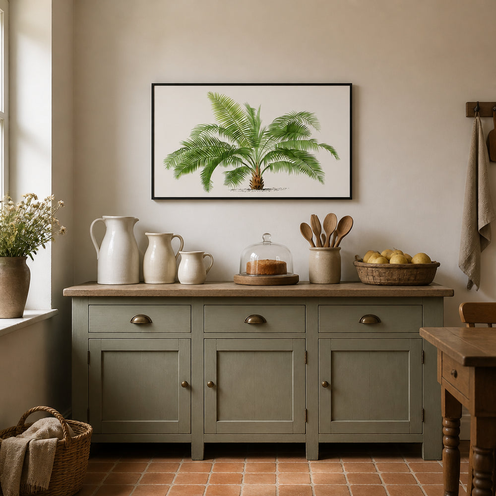 Room mockup featuring Vintage Palm Tree 18 Art Print