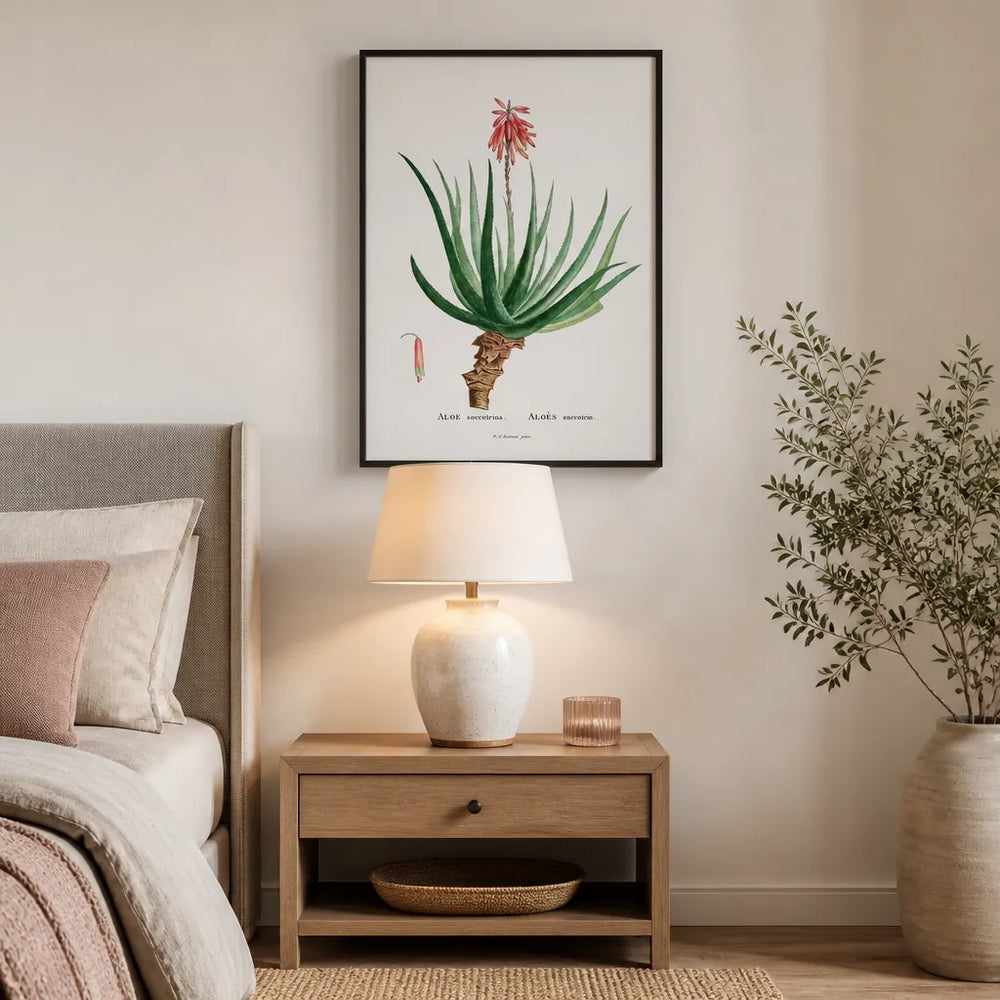 Room mockup featuring Aloe Socotrina by Pierre-Joseph Redoute Art Print
