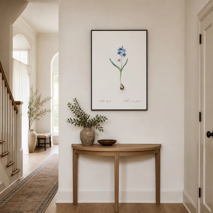Room mockup featuring Alpine Squill by Redouté Art Print