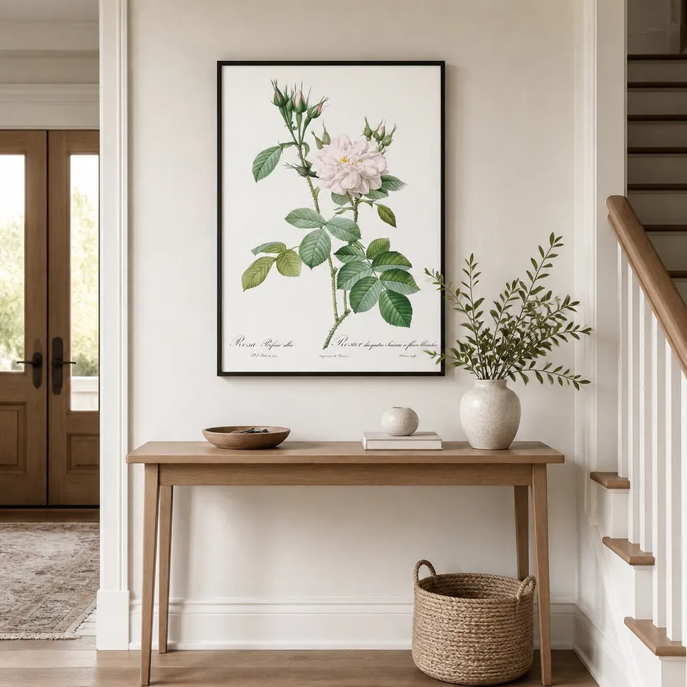 Room mockup featuring Autumn Damask Rose Art Print