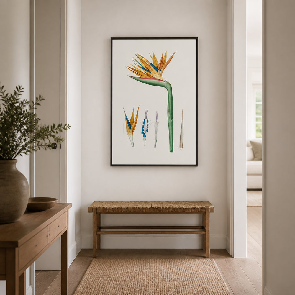 Room mockup featuring Bird of Paradise by Pierre-Joseph Redoute
